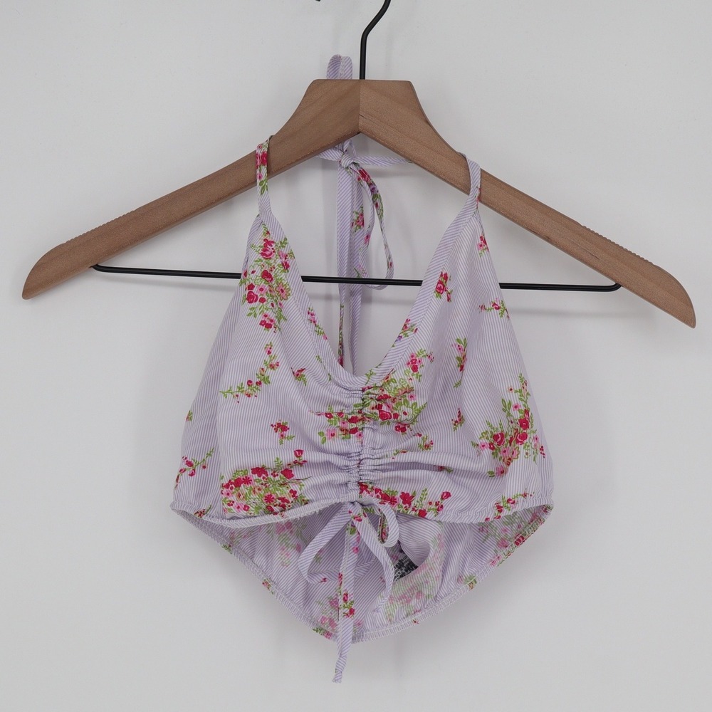 Urban Renewal Halter Top Womens XS Vintage Fabric Lavender Floral Ruched